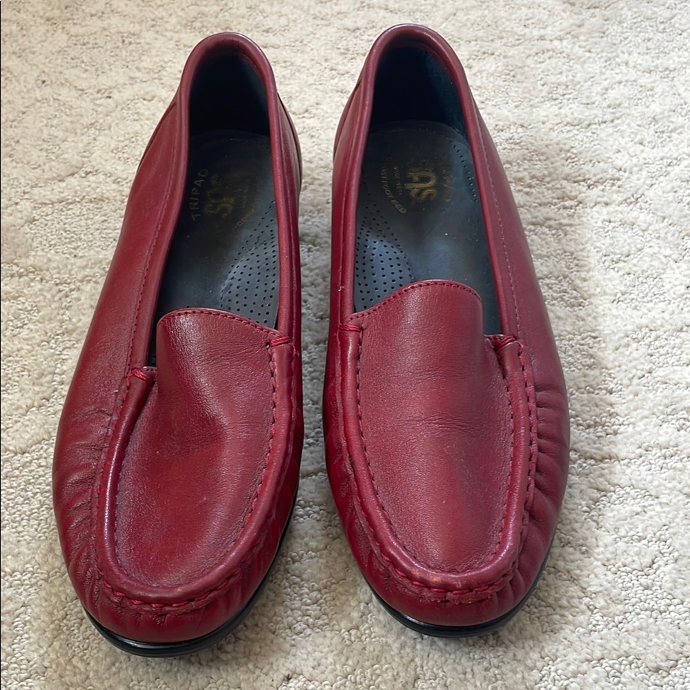 SAS Classic Red Leather Loafers
